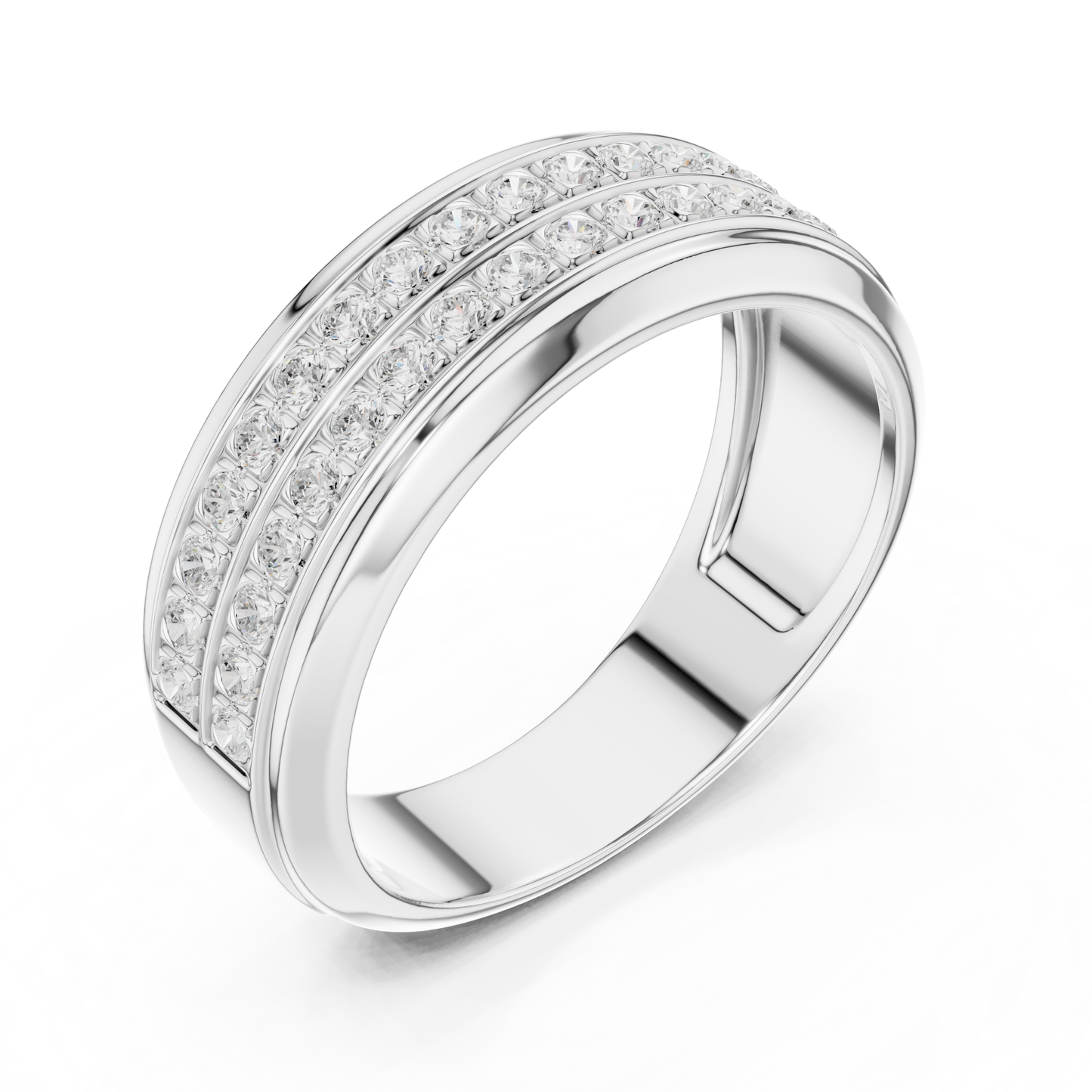 0.57ct Men's Double Row Diamond Wedding Band in Yellow Gold