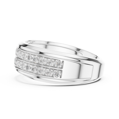 0.57ct Men's Double Row Diamond Wedding Band in Yellow Gold
