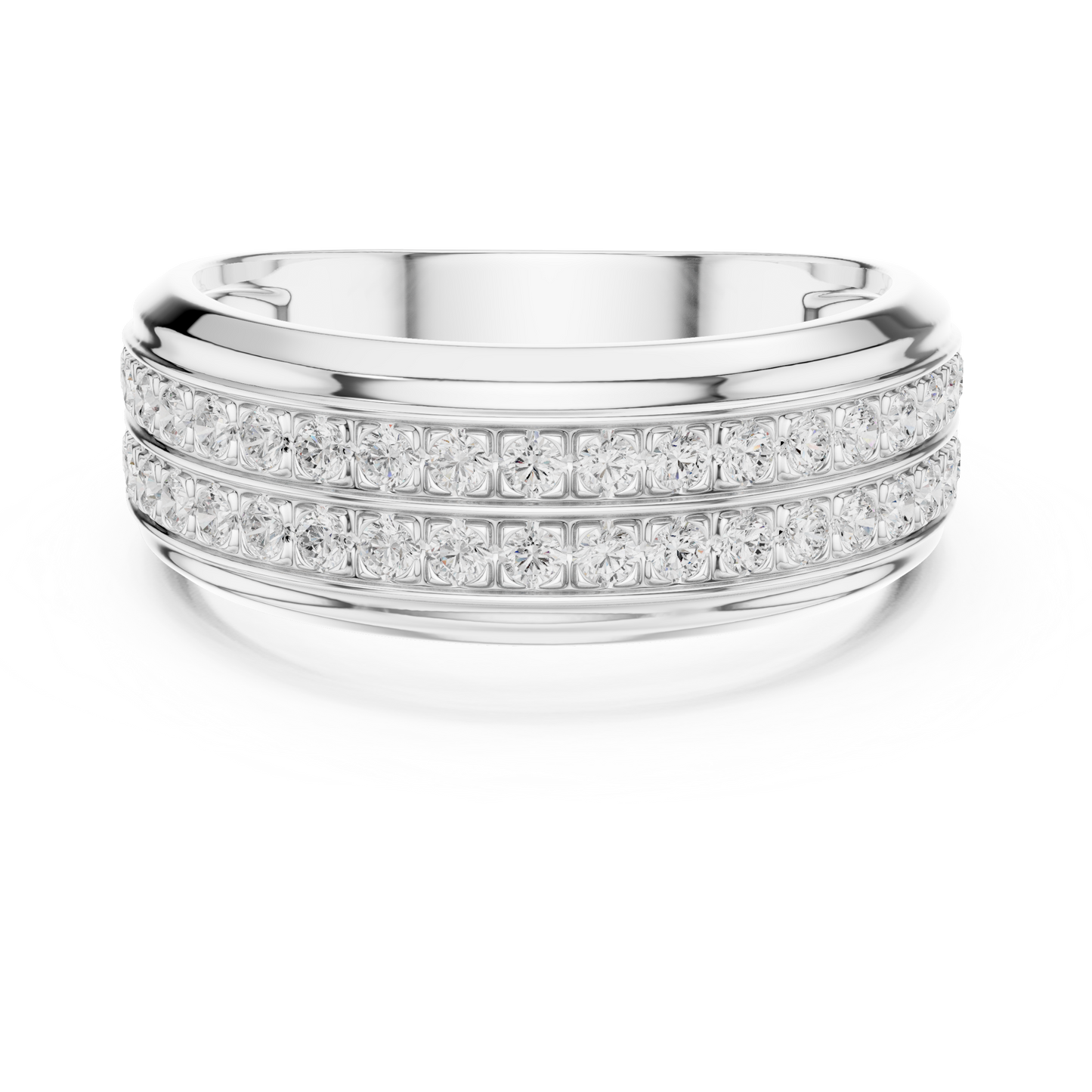 0.57ct Men's Double Row Diamond Wedding Band in Yellow Gold