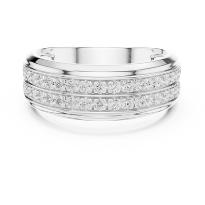 0.57ct Men's Double Row Diamond Wedding Band in Yellow Gold