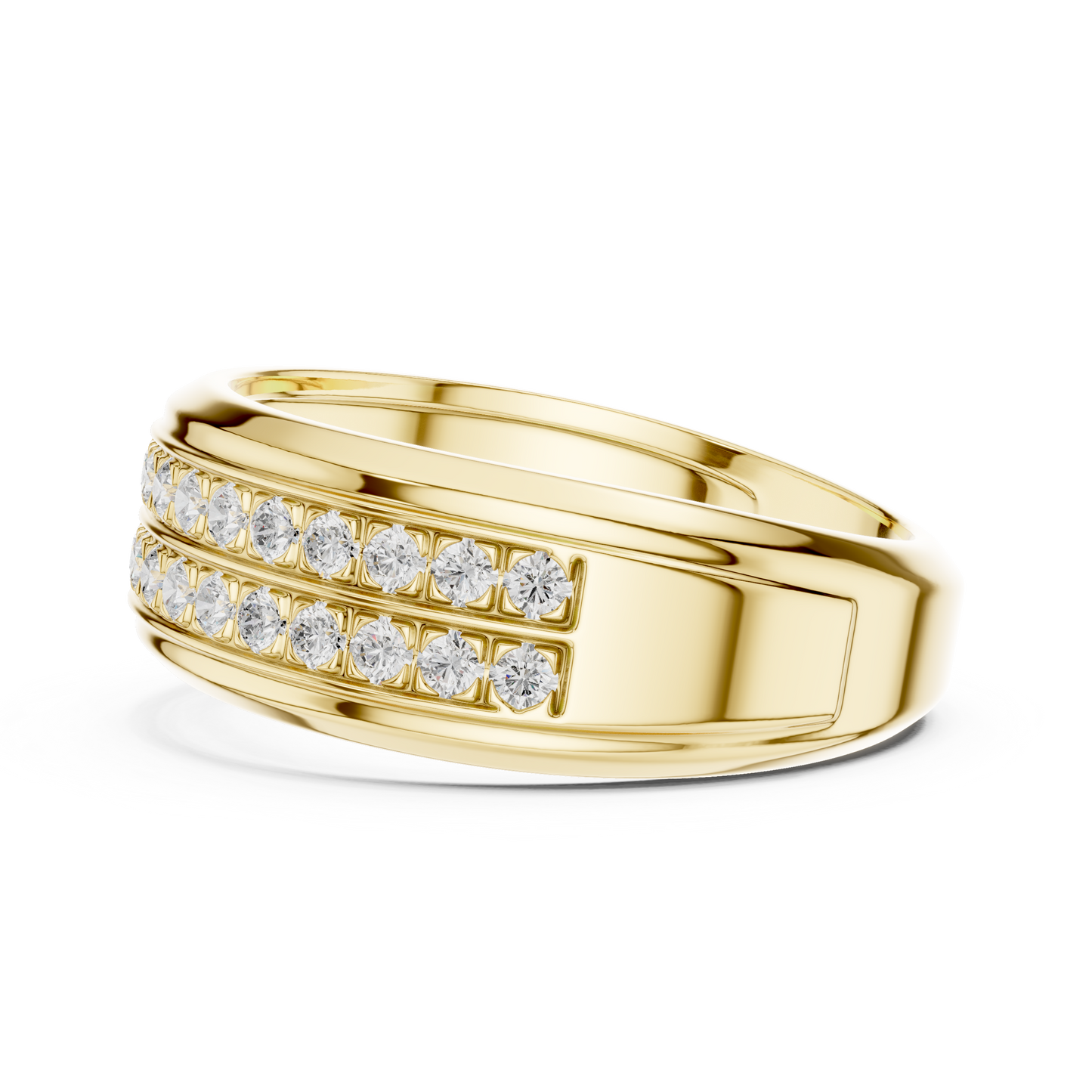 0.57ct Men's Double Row Diamond Wedding Band in Yellow Gold