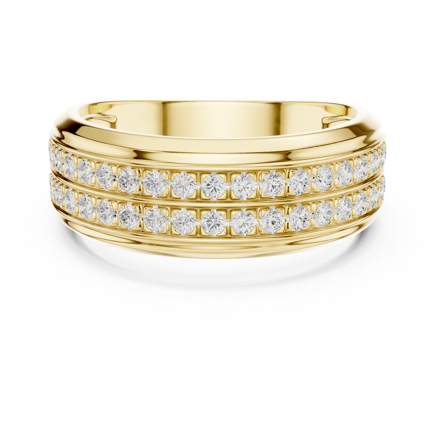 0.57ct Men's Double Row Diamond Wedding Band in Yellow Gold