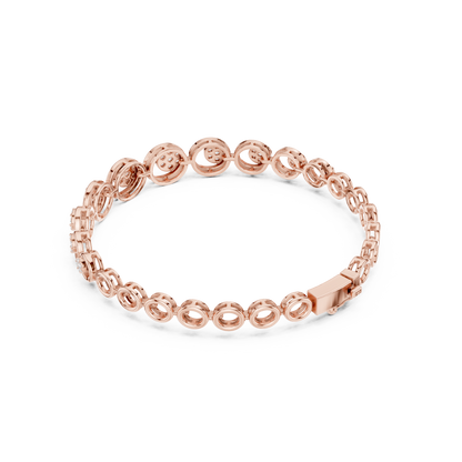 0.83CTW Diamond Floral Cluster Circle Link Gold Bracelet