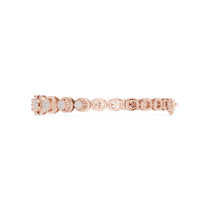 0.83CTW Diamond Floral Cluster Circle Link Gold Bracelet