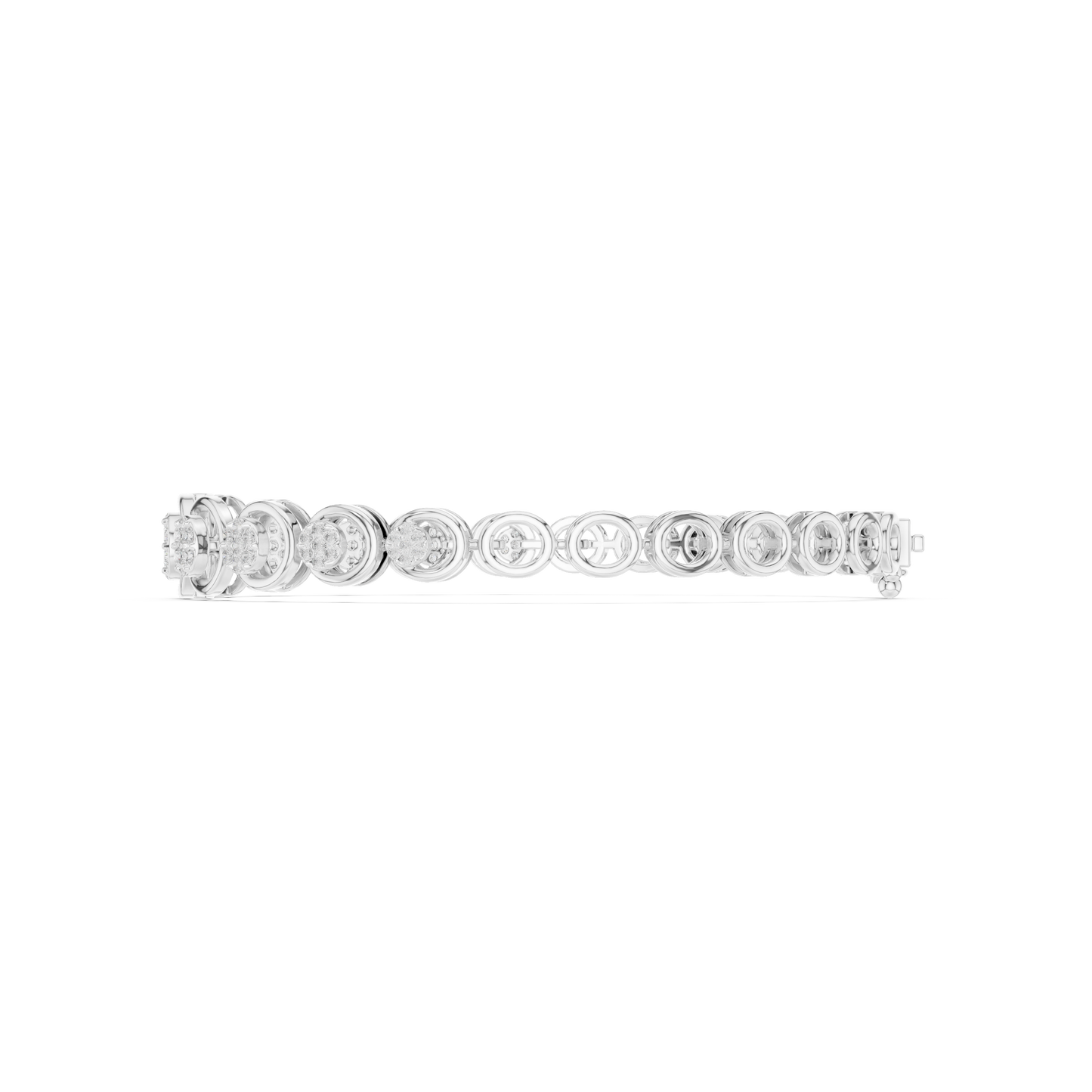 0.83CTW Diamond Floral Cluster Circle Link Gold Bracelet