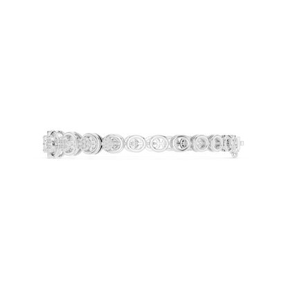 0.83CTW Diamond Floral Cluster Circle Link Gold Bracelet