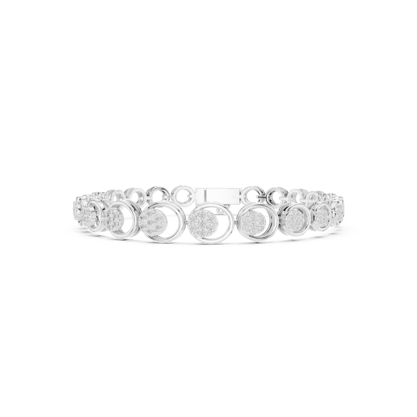 0.83CTW Diamond Floral Cluster Circle Link Gold Bracelet