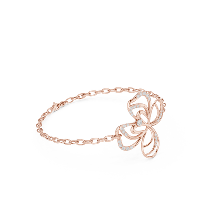 0.38CTW Diamond Openwork Floral Chain Bracelet - Yellow Gold