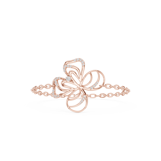 0.38 Carat Diamond Openwork Floral Chain Bracelet - Yellow Gold