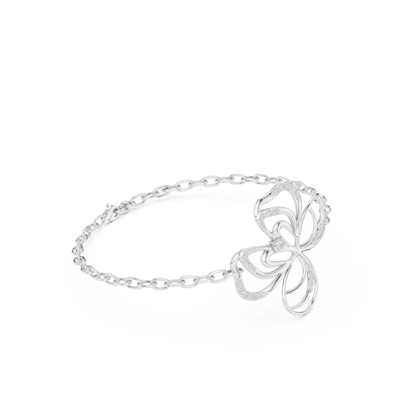 0.38CTW Diamond Openwork Floral Chain Bracelet - Yellow Gold