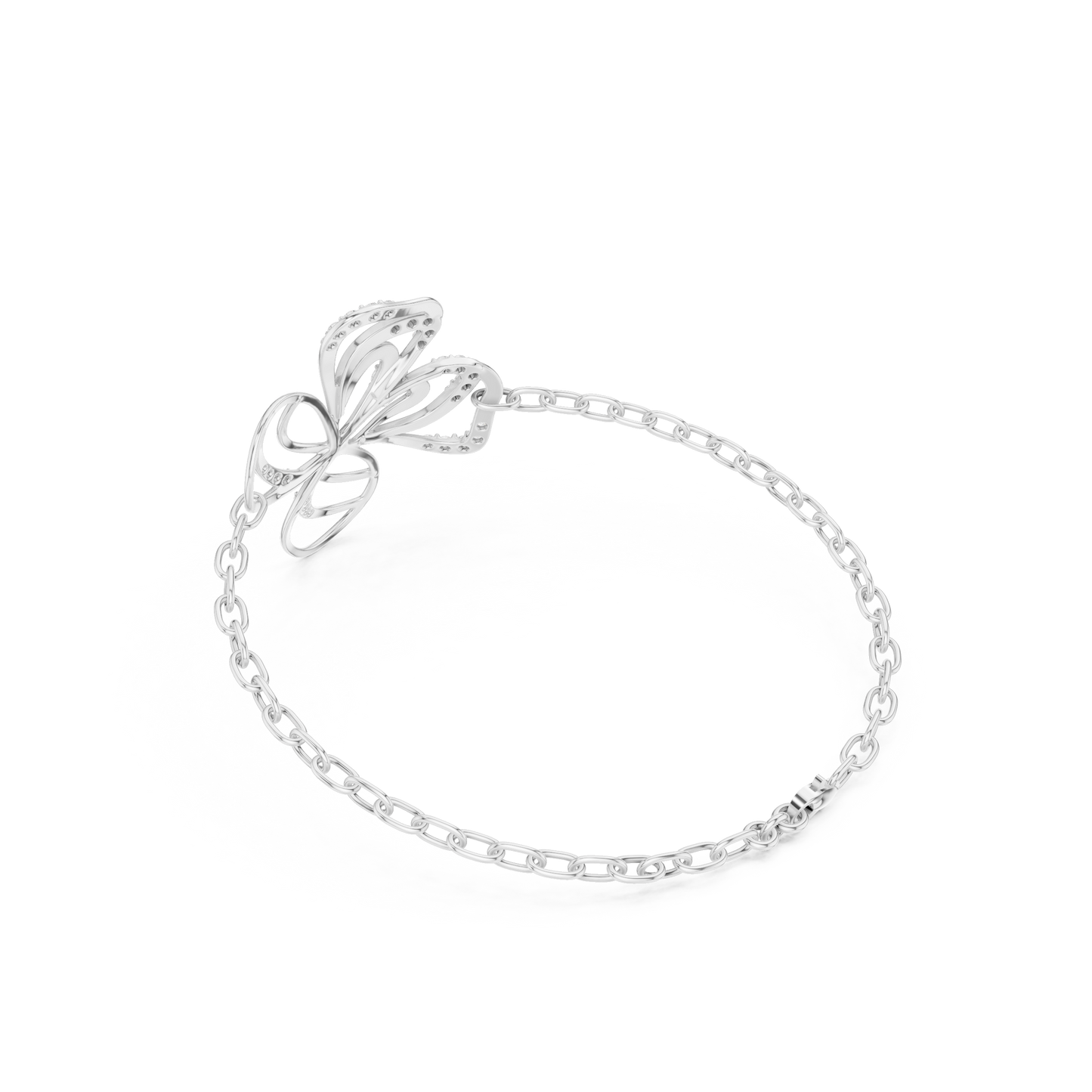 0.38CTW Diamond Openwork Floral Chain Bracelet - Yellow Gold