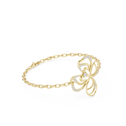 0.38CTW Diamond Openwork Floral Chain Bracelet - Yellow Gold