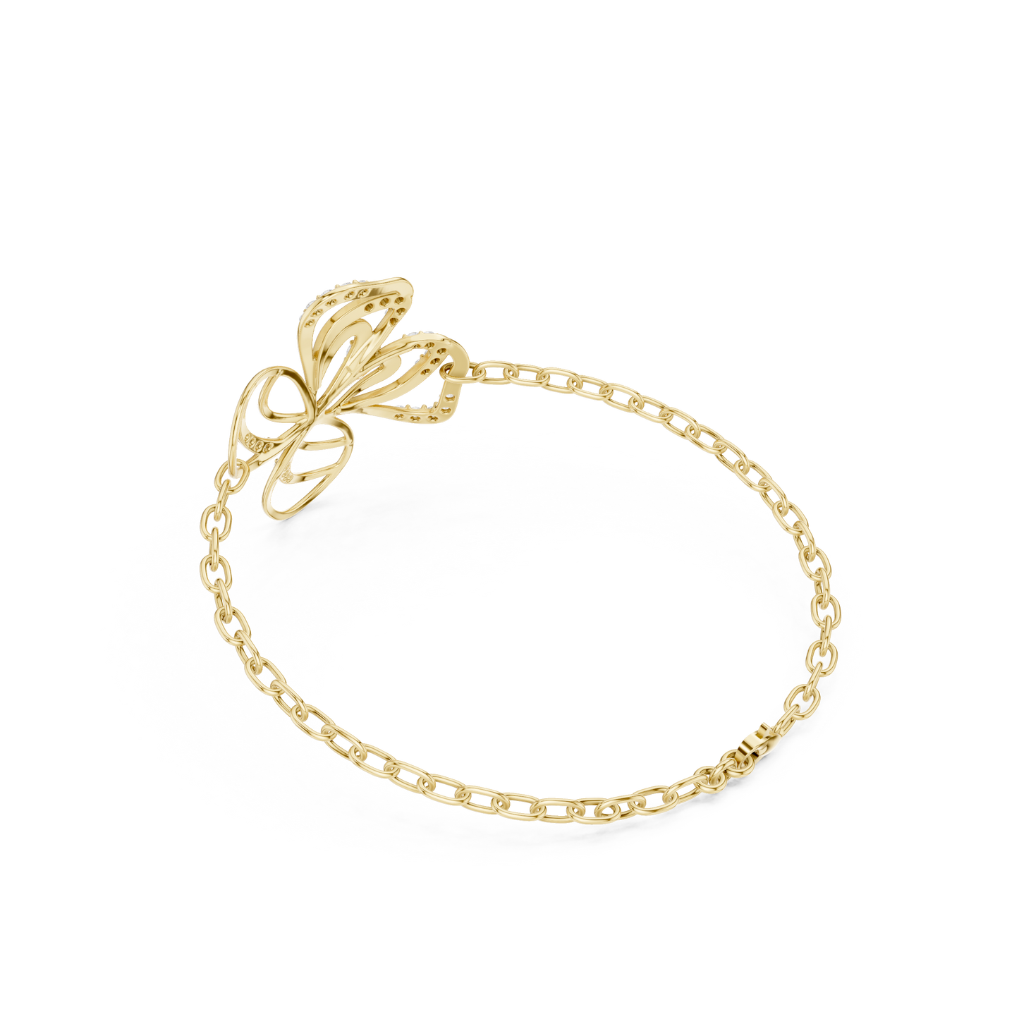 0.38CTW Diamond Openwork Floral Chain Bracelet - Yellow Gold