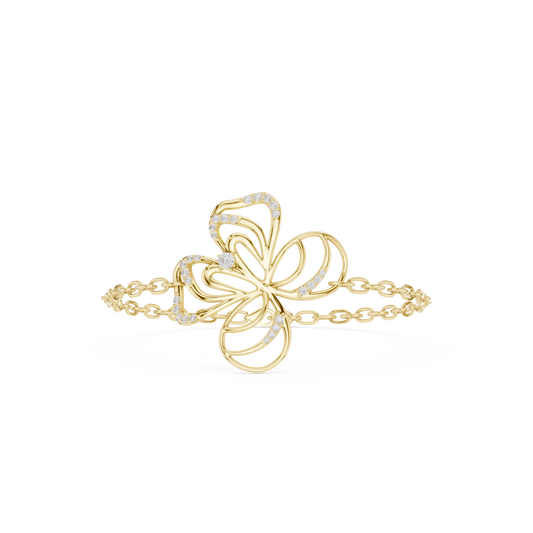 0.38 Carat Diamond Openwork Floral Chain Bracelet - Yellow Gold