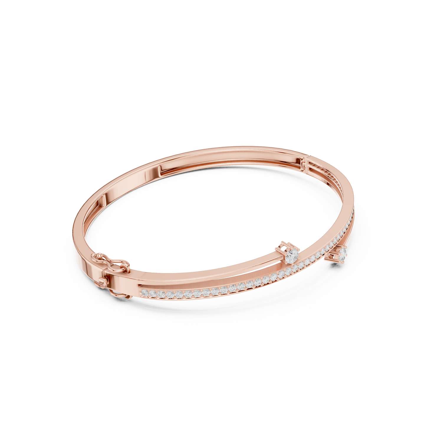 0.80CTWDiamond Bypass Bangle Bracelet | Yellow Gold Wrap Cuff