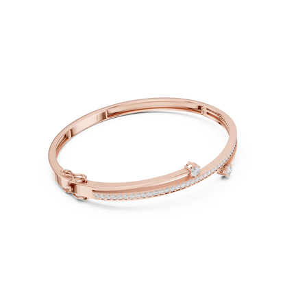 0.80CTWDiamond Bypass Bangle Bracelet | Yellow Gold Wrap Cuff
