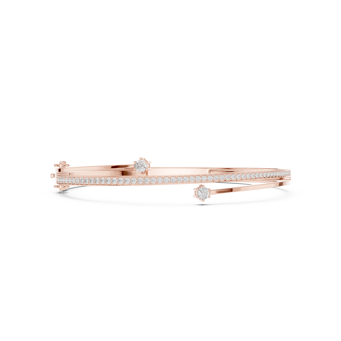 0.80CTWDiamond Bypass Bangle Bracelet | Yellow Gold Wrap Cuff