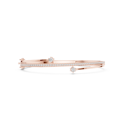 0.80CTWDiamond Bypass Bangle Bracelet | Yellow Gold Wrap Cuff