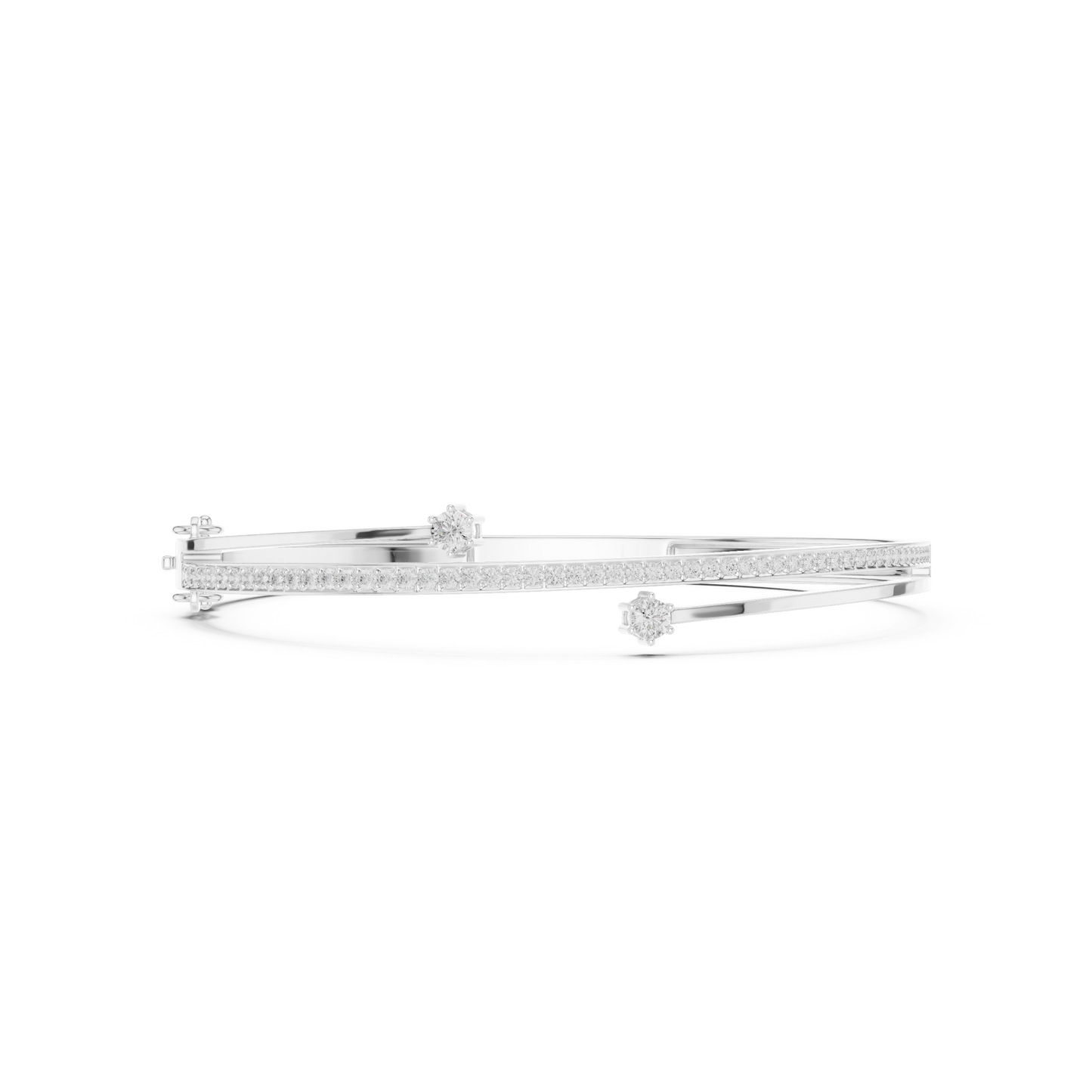 0.80CTWDiamond Bypass Bangle Bracelet | Yellow Gold Wrap Cuff