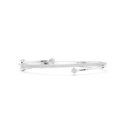 0.80CTWDiamond Bypass Bangle Bracelet | Yellow Gold Wrap Cuff