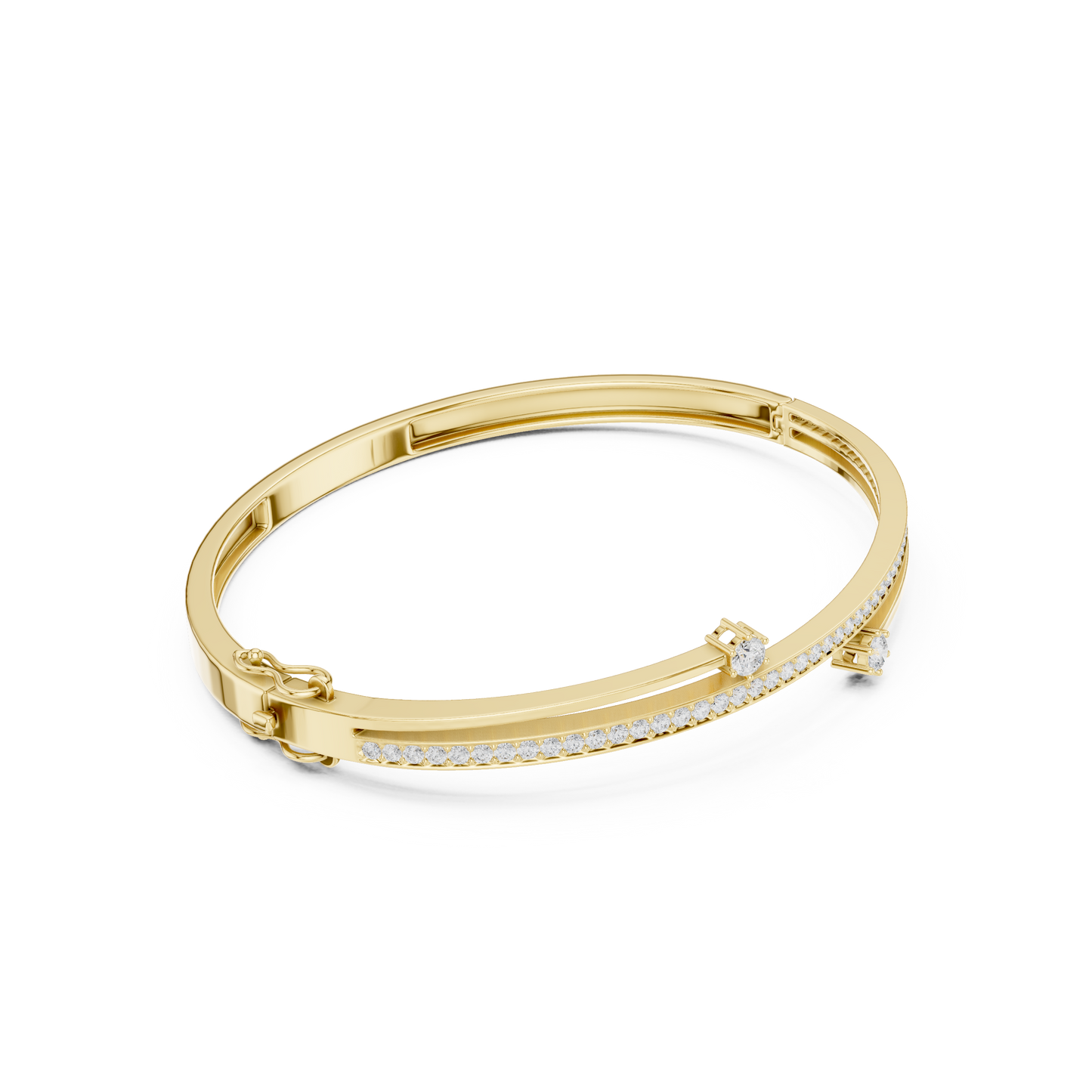 0.80CTWDiamond Bypass Bangle Bracelet | Yellow Gold Wrap Cuff
