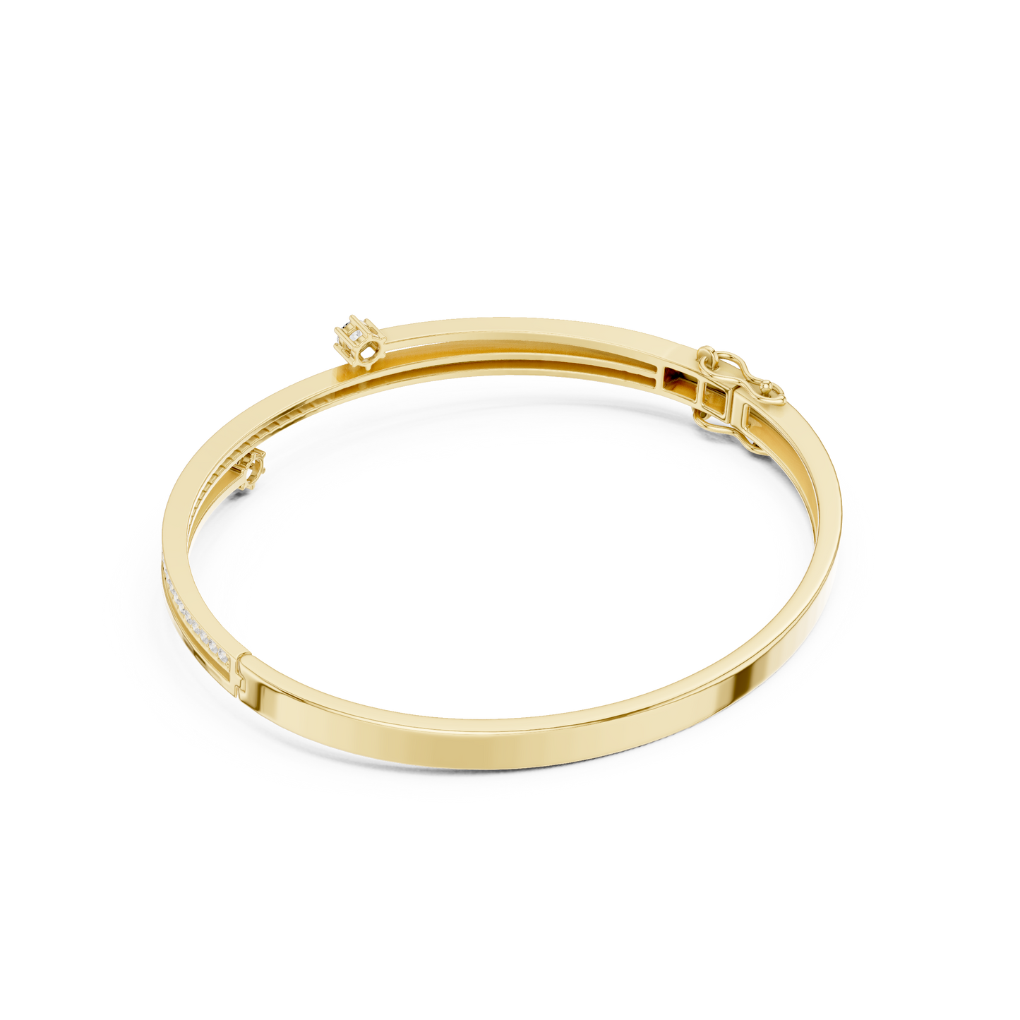 0.80CTWDiamond Bypass Bangle Bracelet | Yellow Gold Wrap Cuff
