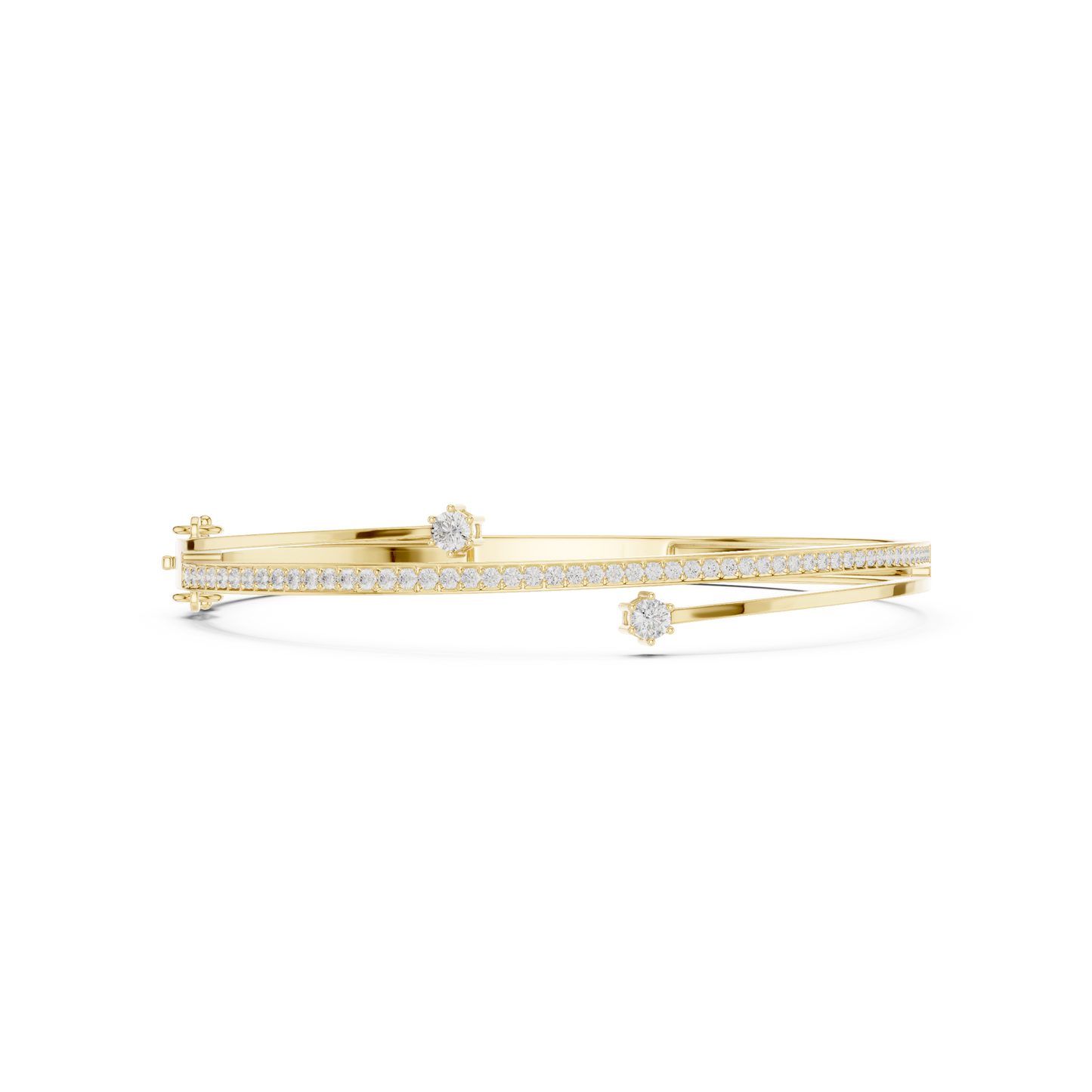0.80CTWDiamond Bypass Bangle Bracelet | Yellow Gold Wrap Cuff