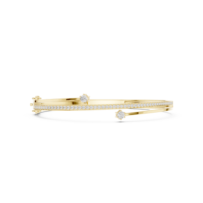 0.80CTWDiamond Bypass Bangle Bracelet | Yellow Gold Wrap Cuff