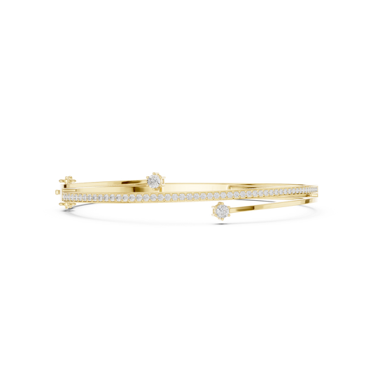 0.80 Carat Diamond Bypass Bangle Bracelet | Yellow Gold Wrap Cuff