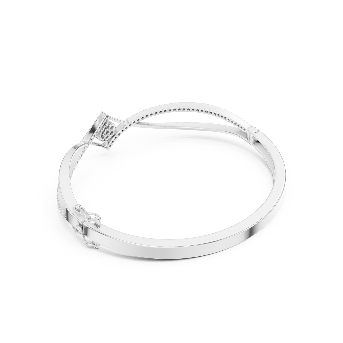 0.70CTW Geometric Rhombus Diamond Cluster Bangle Bracelet - Yellow Gold