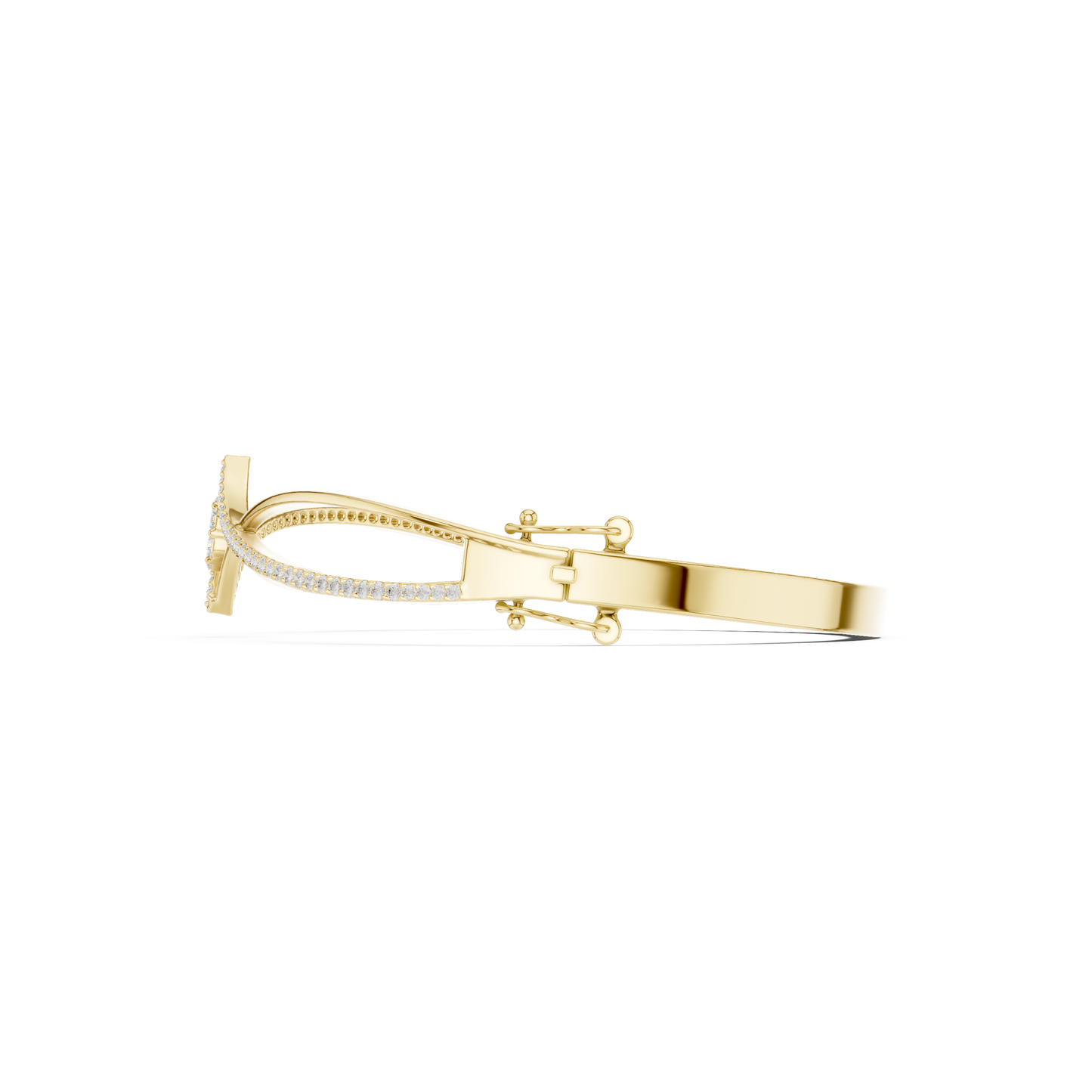 0.70CTW Geometric Rhombus Diamond Cluster Bangle Bracelet - Yellow Gold