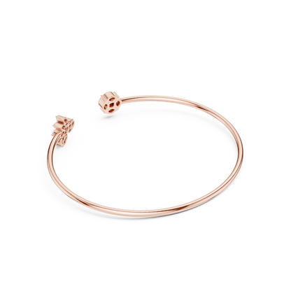 0.78CTW Marquise Sunburst Diamond Open Cuff Bangle - Yellow Gold