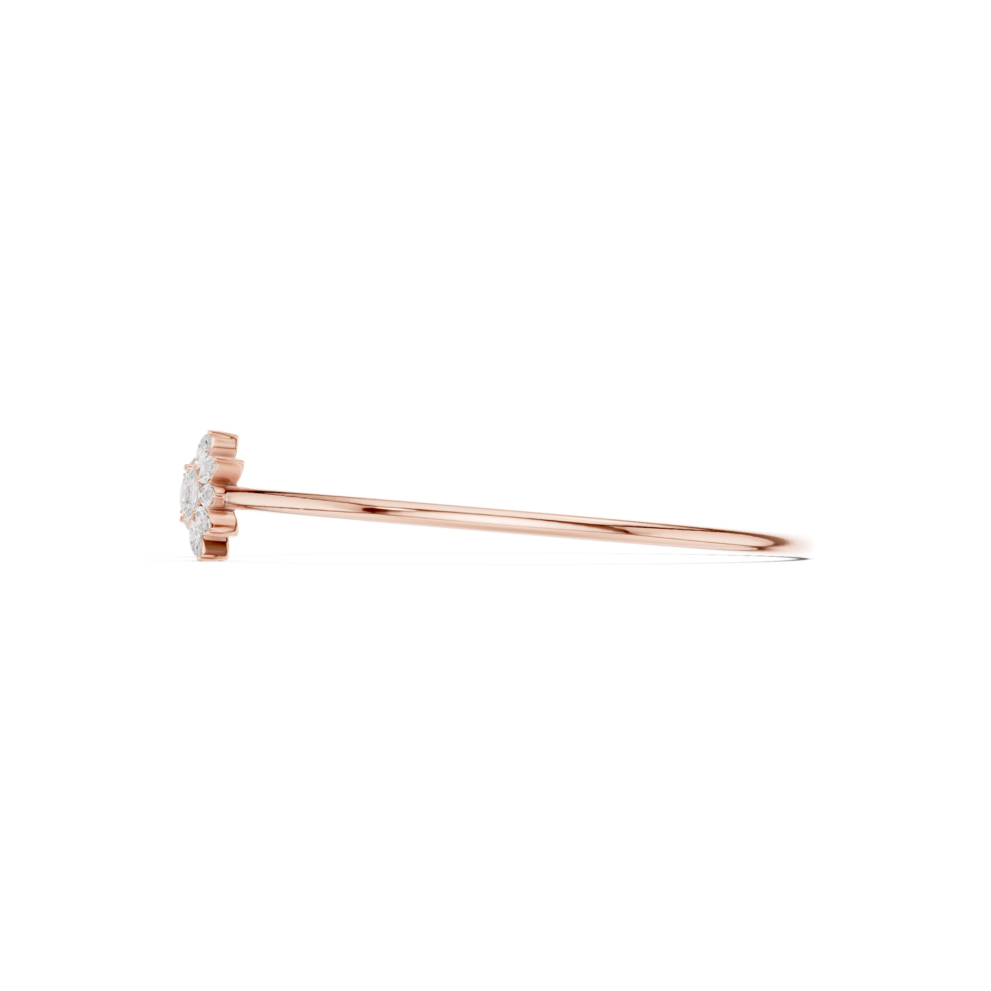 0.78CTW Marquise Sunburst Diamond Open Cuff Bangle - Yellow Gold
