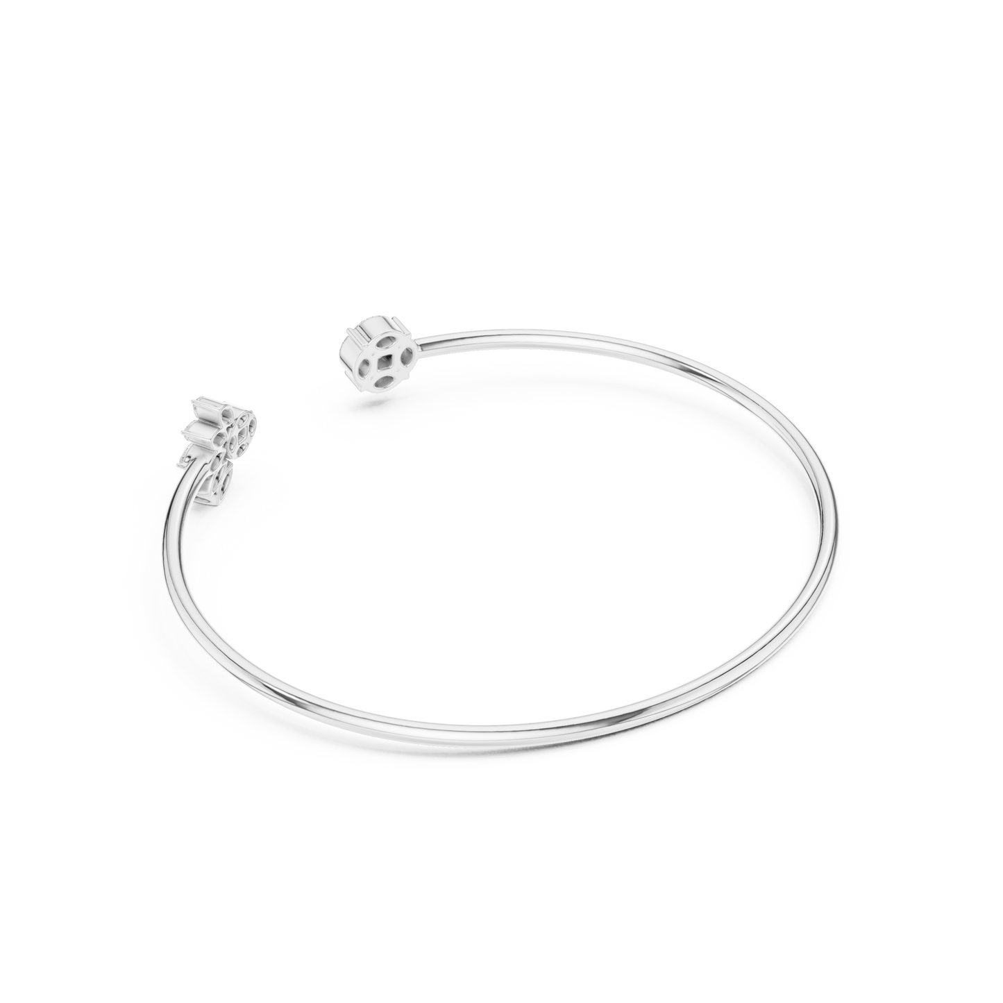 0.78CTW Marquise Sunburst Diamond Open Cuff Bangle - Yellow Gold