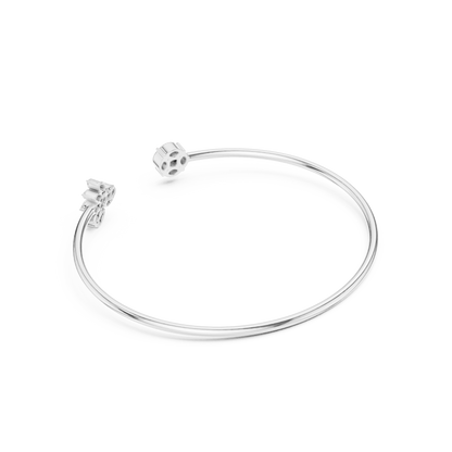 0.78CTW Marquise Sunburst Diamond Open Cuff Bangle - Yellow Gold