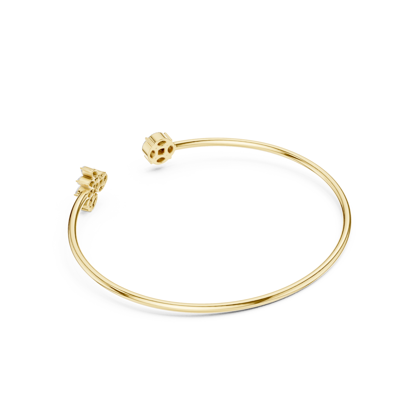 0.78CTW Marquise Sunburst Diamond Open Cuff Bangle - Yellow Gold
