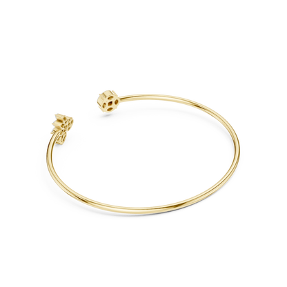 0.78CTW Marquise Sunburst Diamond Open Cuff Bangle - Yellow Gold