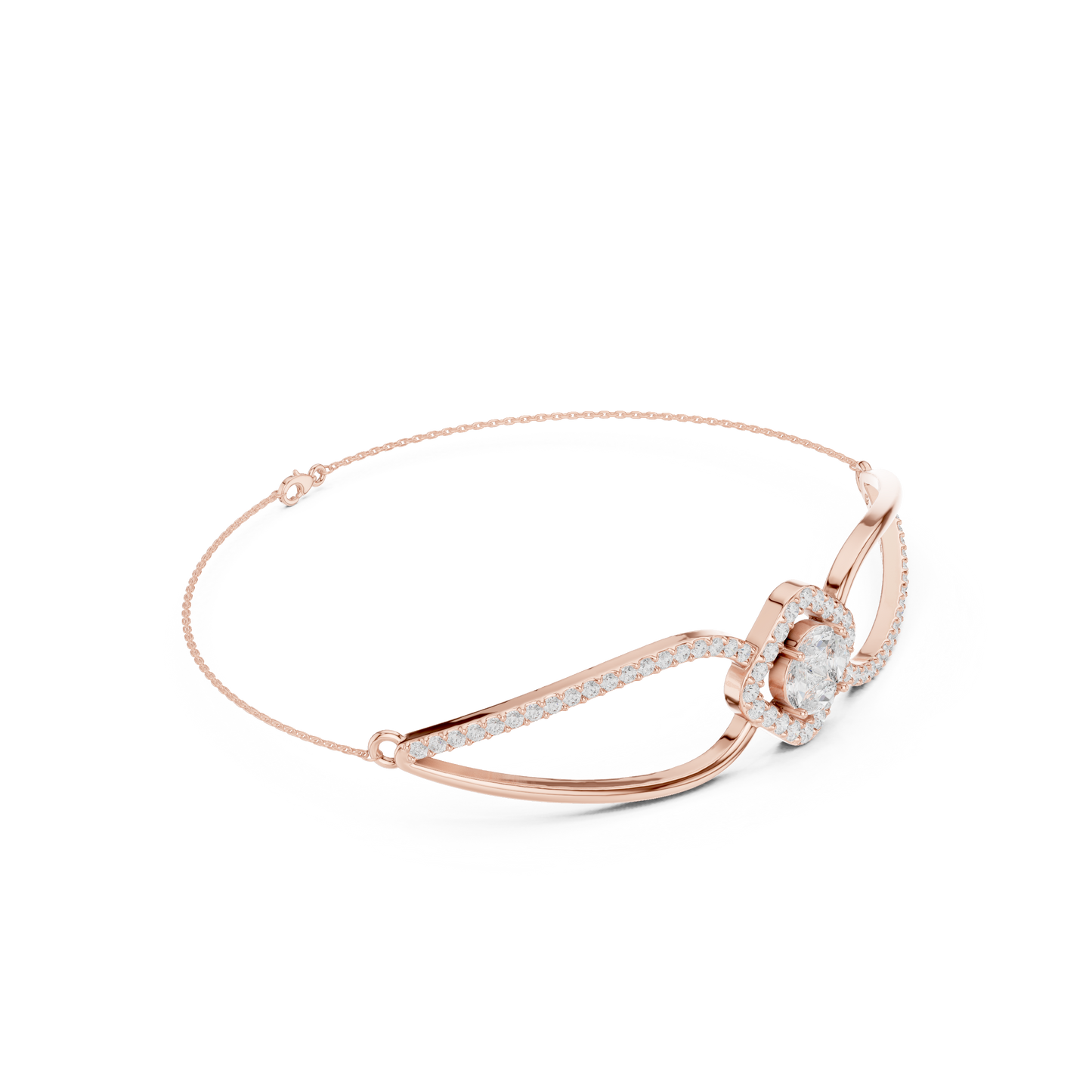 0.94CTW Princess & Marquise Cut Diamond Kite Halo Bangle - Yellow Gold