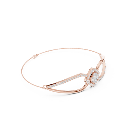 0.94CTW Princess & Marquise Cut Diamond Kite Halo Bangle - Yellow Gold