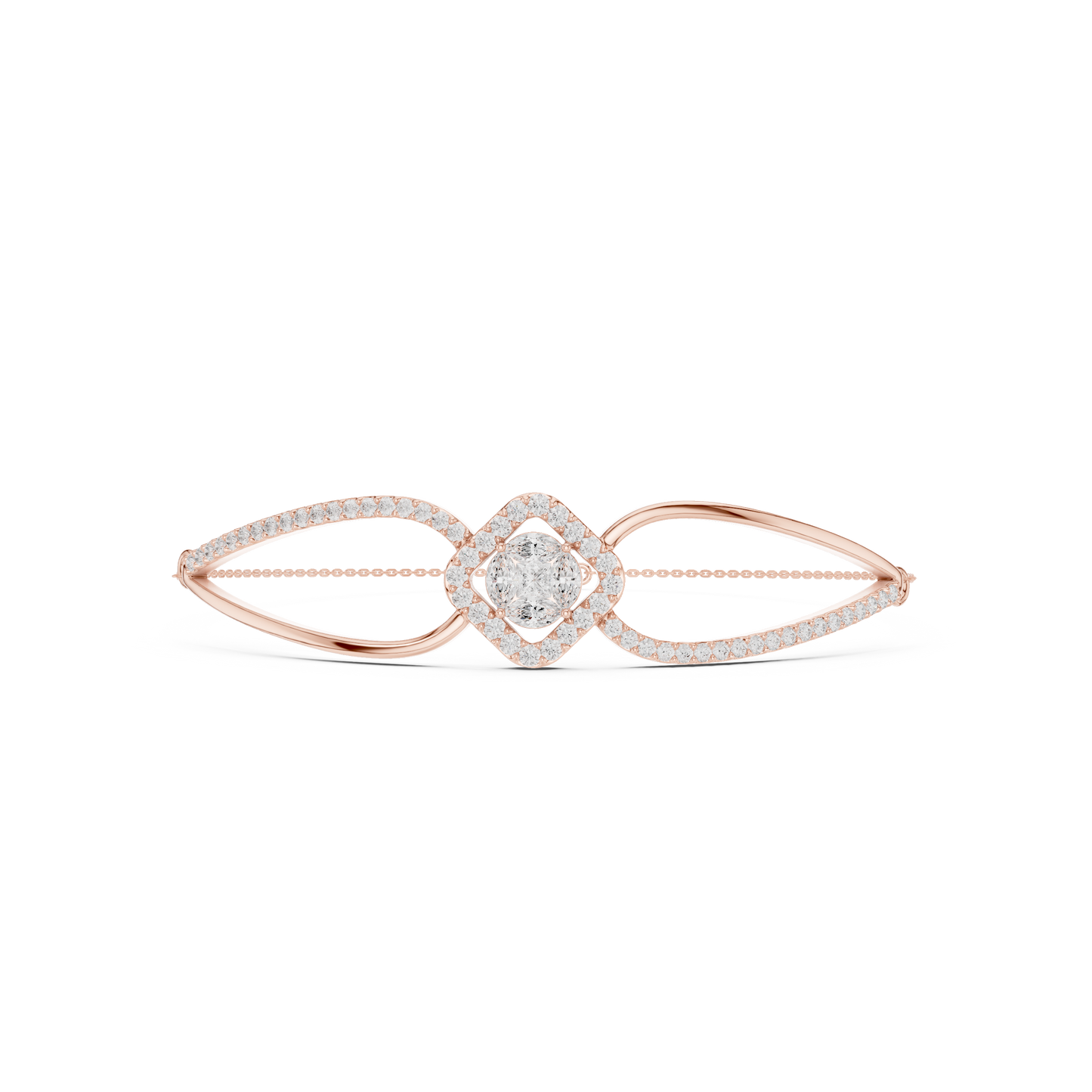 0.94CTW Princess & Marquise Cut Diamond Kite Halo Bangle - Yellow Gold