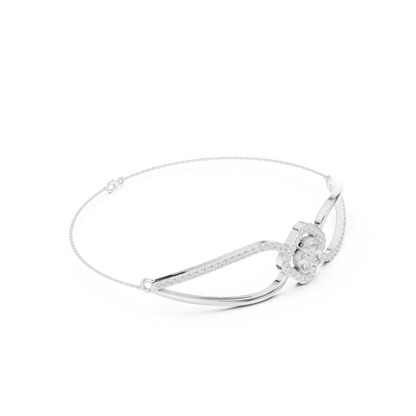 0.94CTW Princess & Marquise Cut Diamond Kite Halo Bangle - Yellow Gold