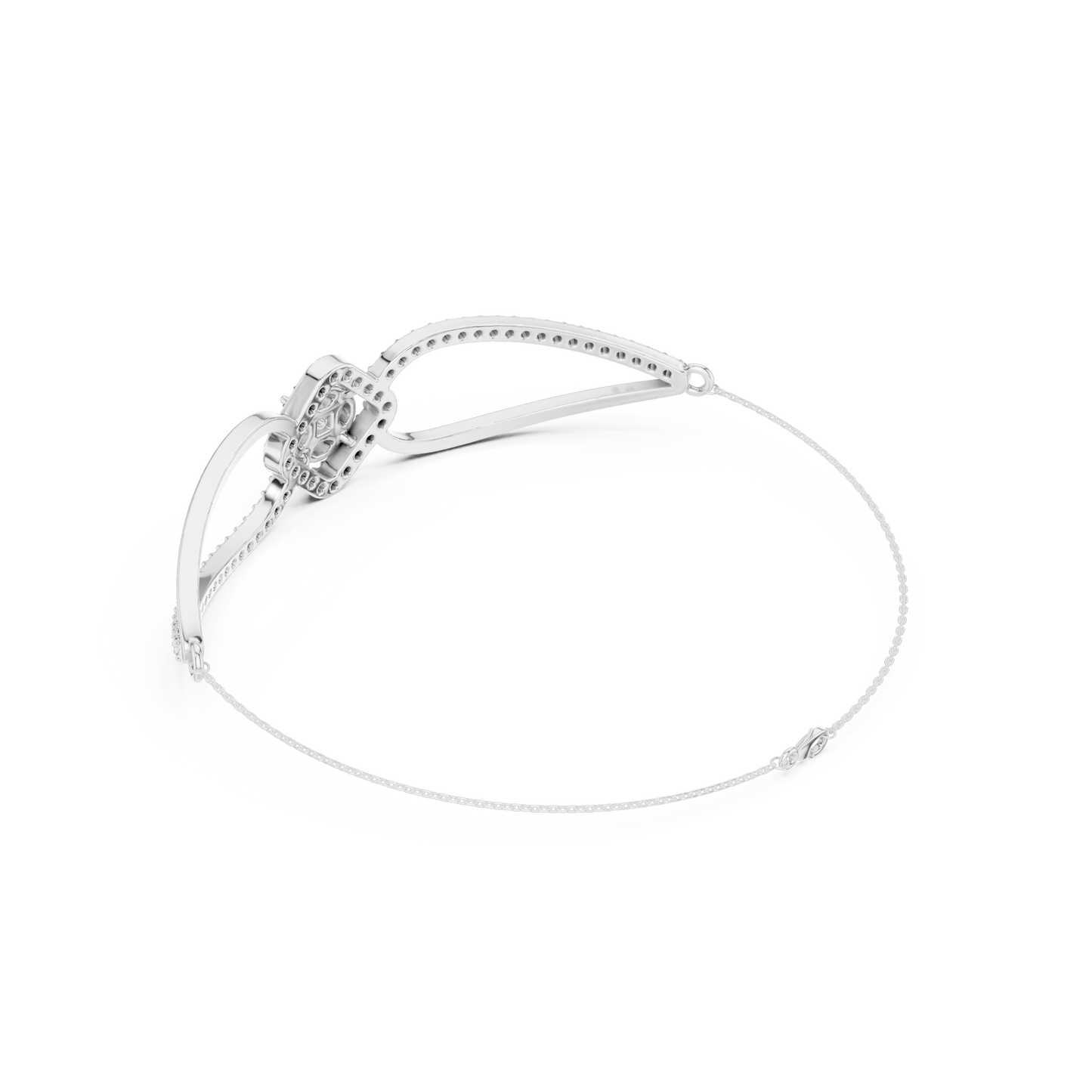 0.94CTW Princess & Marquise Cut Diamond Kite Halo Bangle - Yellow Gold