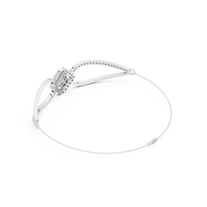 0.94CTW Princess & Marquise Cut Diamond Kite Halo Bangle - Yellow Gold
