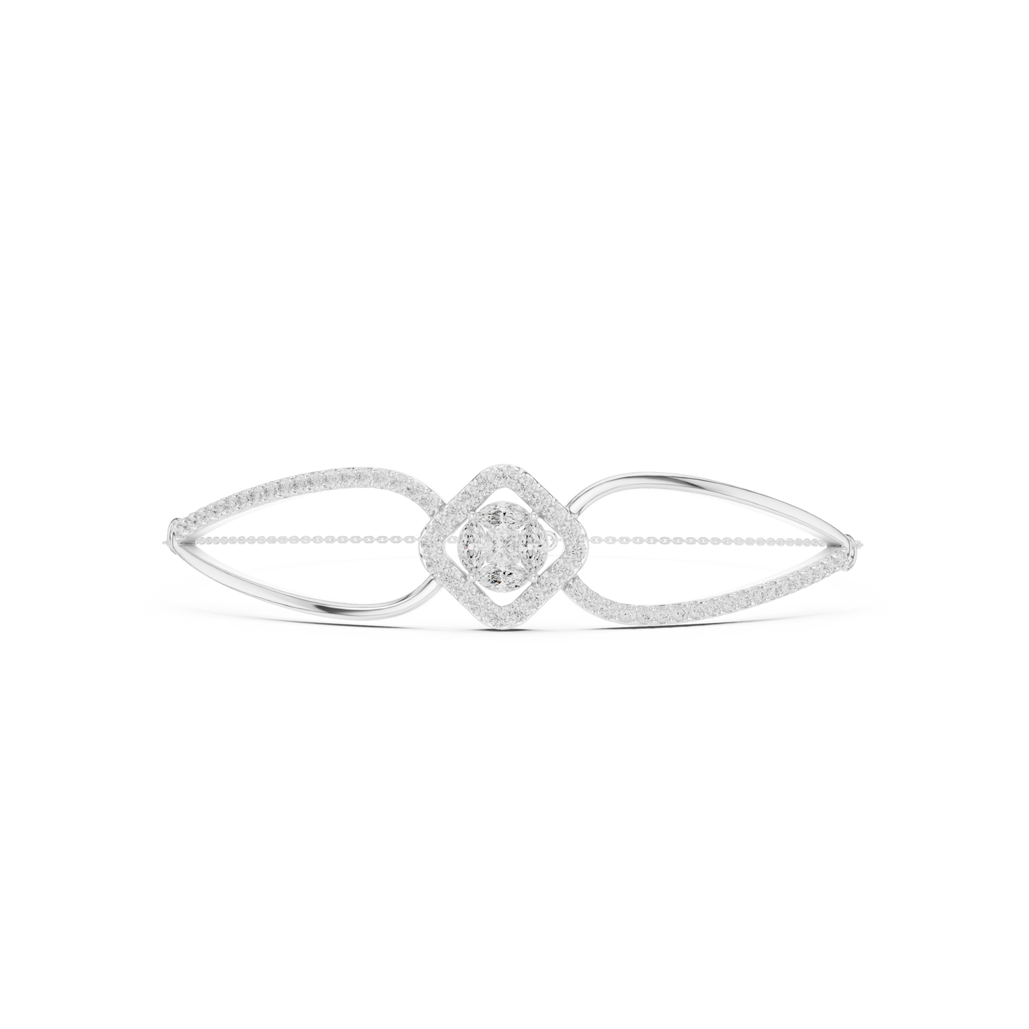 0.94CTW Princess & Marquise Cut Diamond Kite Halo Bangle - Yellow Gold