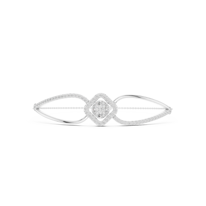 0.94CTW Princess & Marquise Cut Diamond Kite Halo Bangle - Yellow Gold