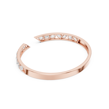 3.51CTW Mixed Diamond Open Cuff Bangle | Gold Geometric Bracelet