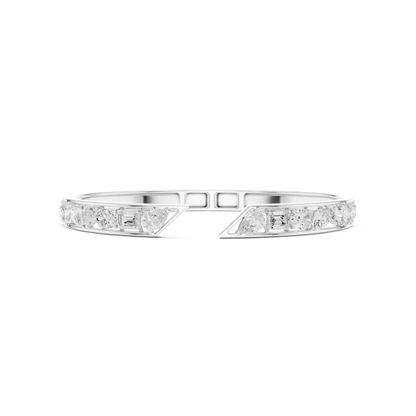3.51CTW Mixed Diamond Open Cuff Bangle | Gold Geometric Bracelet