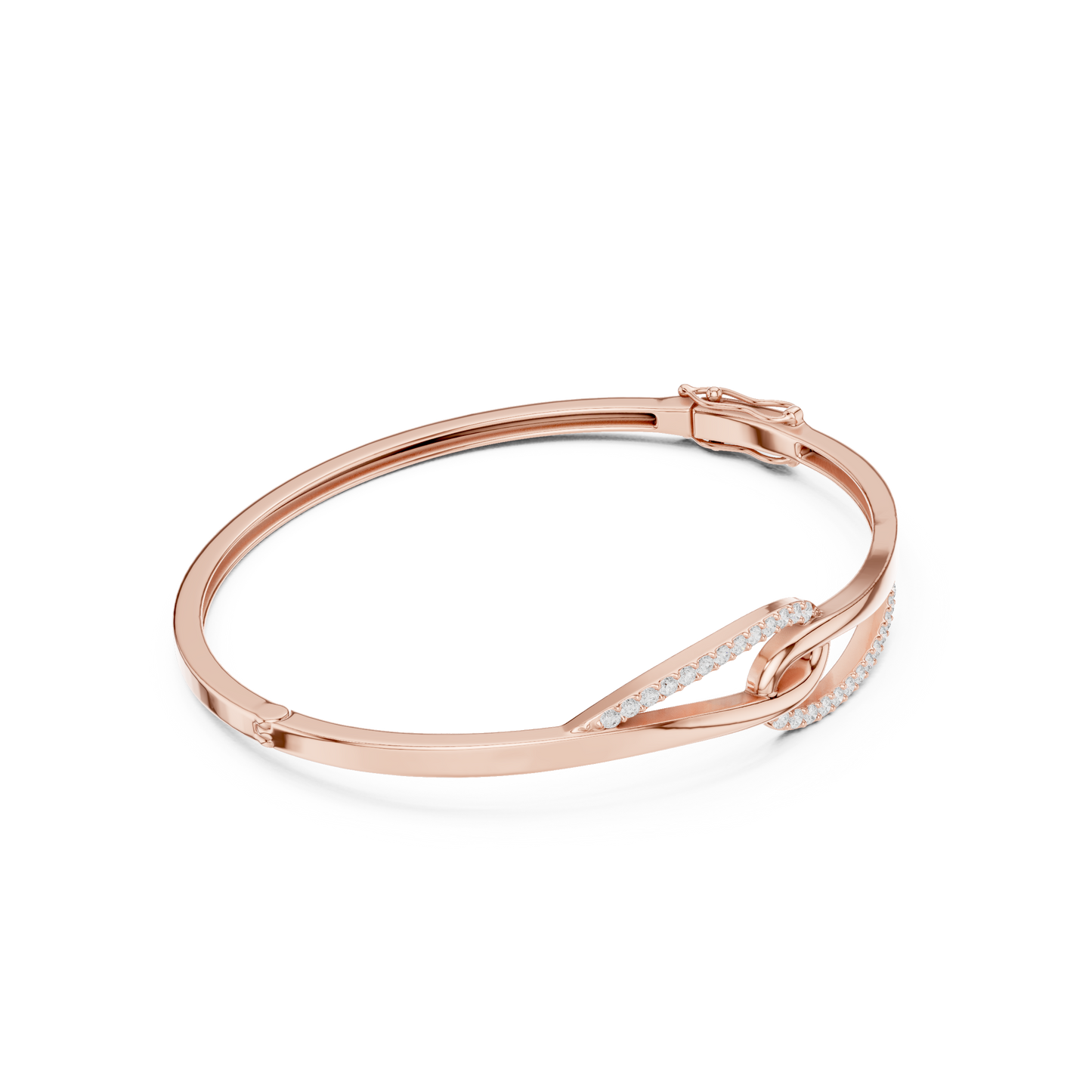 0.33CTW Interlocking Knot Diamond Hinged Bangle - Yellow Gold