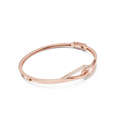 0.33CTW Interlocking Knot Diamond Hinged Bangle - Yellow Gold