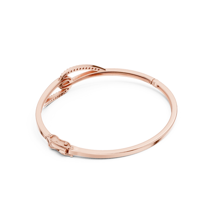 0.33CTW Interlocking Knot Diamond Hinged Bangle - Yellow Gold